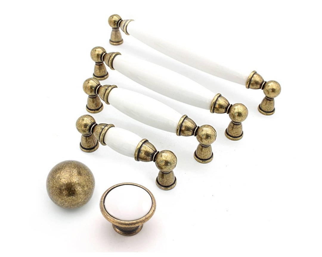 White Knobs and Pulls 2.5 3.75 5 6.3 Antique Bronze Drawer Knobs and