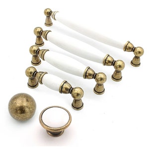 Witte knoppen en trekt 2,5&quot; 3,75&quot; 5&quot; 6,3&quot; antieke bronzen ladeknoppen en trekt, boerderijknoppen en trekt, bronzen kasthardware