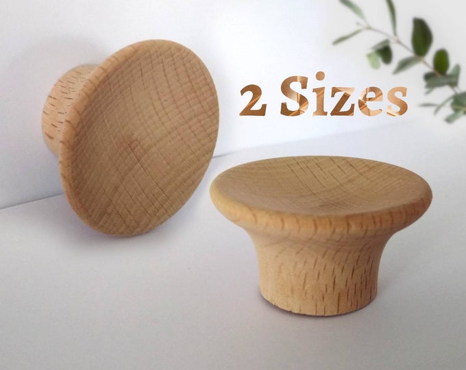 Wood Drawer Knobs, Concave Knobs 1.7" 1.9" 45 55mm Large Wood Knobs, Nursery Knobs, Dresser Knobs, Drawer Knobs, Nordic Decor, Boho Decor