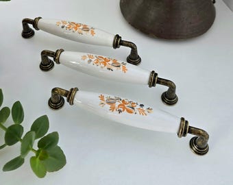 White or Black Porcelain Drawer Pull: Vintage Farmhouse Cabinet Handle