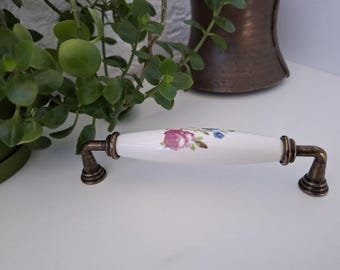 Flower Pattern Porcelain Pulls and Knobs