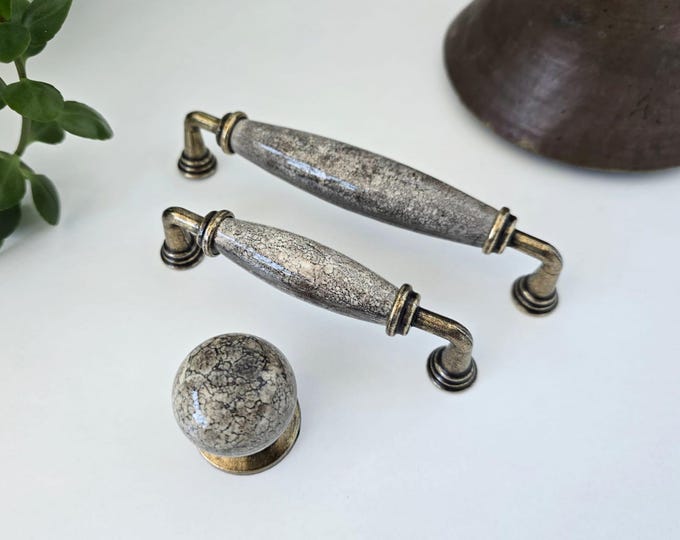 Vintage Gray Porcelain Pulls Anthracite Porcelain Handle