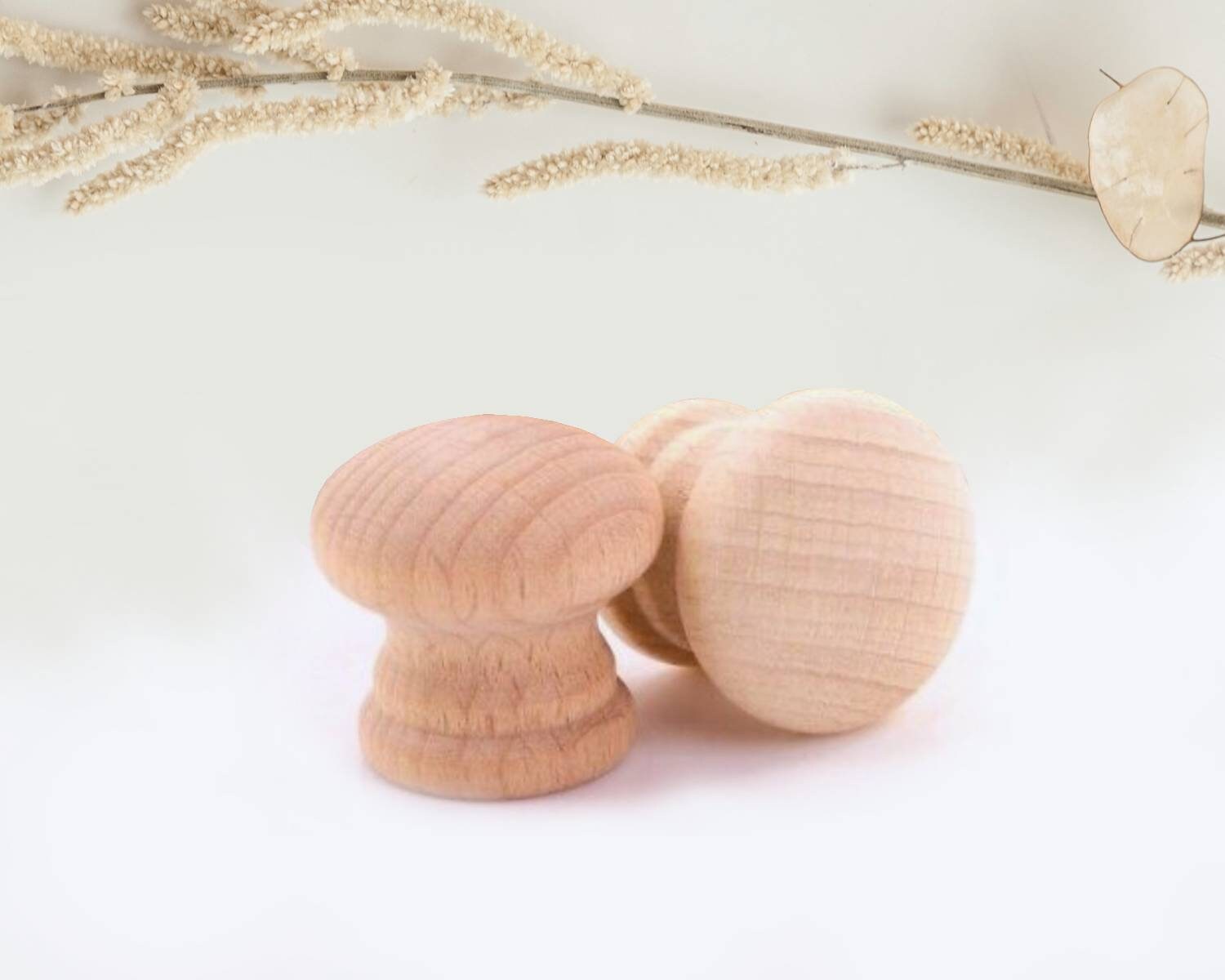Wood Knobs Unfinished Wood Knob Mushroom Knobs Wood Etsy