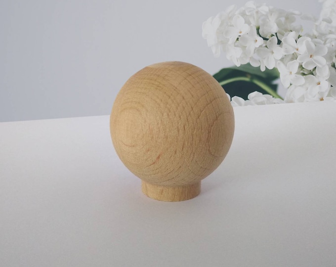 Wood Ball Knob 35mm, Wood Knobs, Wood Drawer Knobs, Nursery Knobs, Dresser Knobs, Nordic Decor Rustic Decor, Boho Knobs, Farmhouse