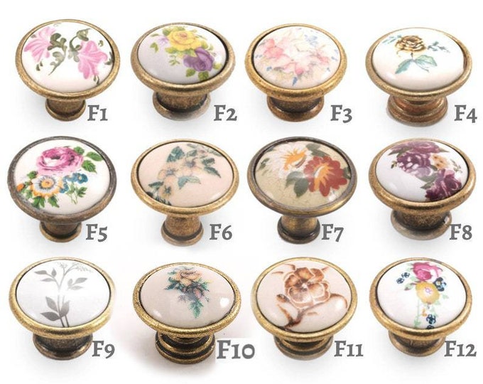 Floral Knobs Porcelain Vintage Knobs Dresser Knob Wardrobe Knob Drawer Knob Dresser Porcelain Kitchen Knob Cabinet Knobs Pull Hardware