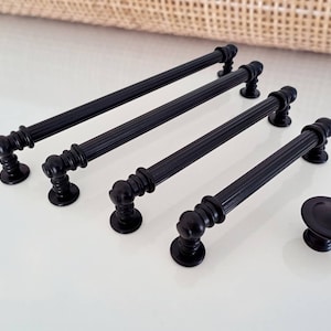 Black Cabinet Pulls Long Pull Handles 3.78 5 6.3 7.5 8.8 Matching Black Pulls Cabinet Pulls Black Drawer Pulls Black Cabinet Hardware