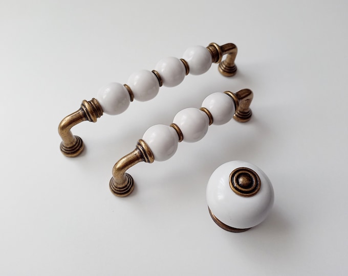 Porcelain Pulls 96 128 160 3.75 3.78 5 6.3 Matching Knobs Pulls Handles Dresser Pulls Drawer Pulls Farmhouse Decor Vintage Pulls Handles