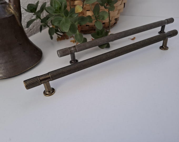 Black Antique Bronze Pewter Chrome Gold Rose Cabinet Pulls: Long Metal Handle & Knob Set