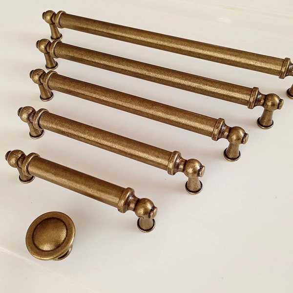 Antique Bronze Cabinet Pull Handle - Rustic Kitchen Hardware Farmhouse Long Pulls