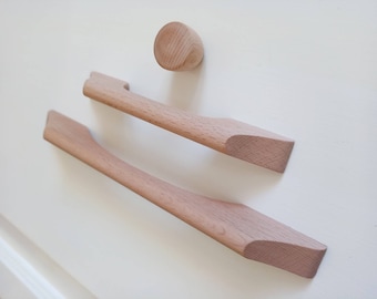 Wood Knobs and Pulls, Unfinished Wood Cabinet Knobs and Pulls, Mid Century Modern Cabinet Pulls, Scandinavian Drawer Pulls