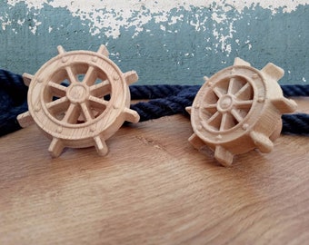 Nautical Knobs Wood Rudder Knobs, Nursery Knobs, Unfinished Wood Knobs, Beach Knobs, Unique Decorative Knobs