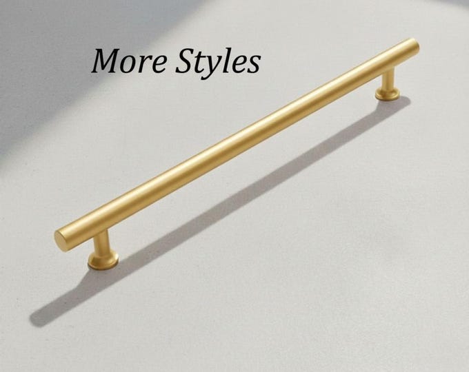 Brushed Brass Cabinet Pulls: Farmhouse Drawer Handles, Knob