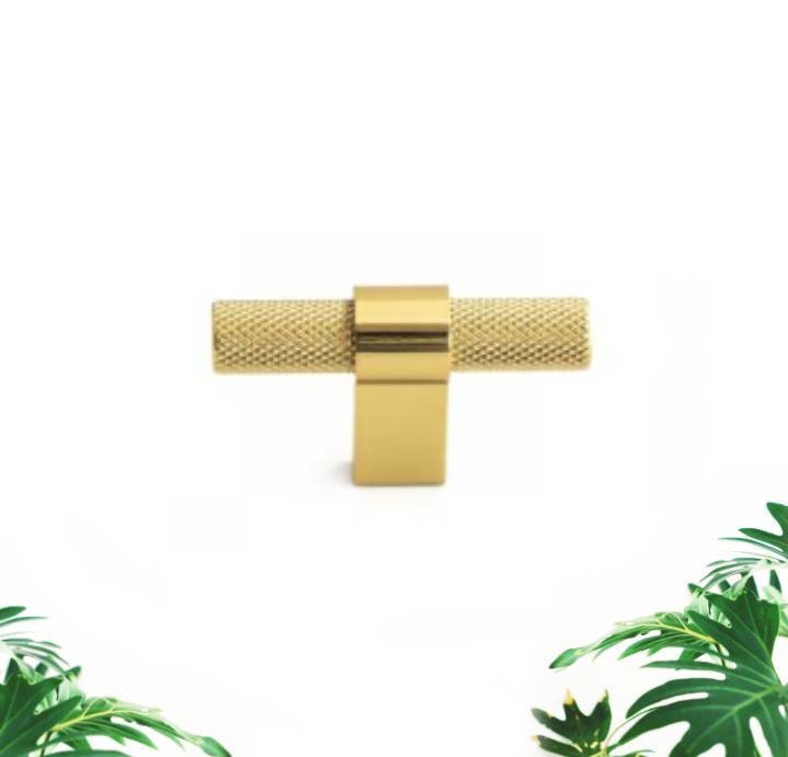 T Bar Knob Gold Knurled Knob Gold Knobs Luxury Etsy