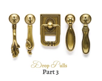 Drop Pull Drawer Pulls Antique Gold Vintage Pull  Dresser Cabinet Knobs Pulls Handles Cottage Furniture Hardware Farmhouse Decor Part 3