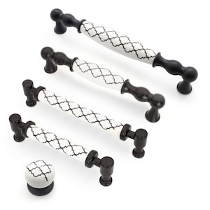 Black and White Cabinet Pulls 3.78 5 6.3&quot; Porcelain Knobs and Pulls, Farmhouse Knobs and Pulls, Porcelain Drawer Pulls, Cabinet Hardware