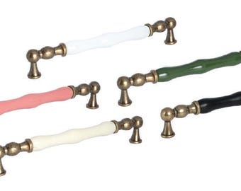 White Green Cream Black Pink Porcelain Antique Bronze Knobs and Pulls: Farmhouse Cabinet Hardware