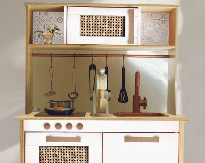 Handles for Duktig Play Kitchen, Wood Handles for Ikea Duktig Kitchen, Rattan Webbing for Duktig Oven, Ikea Duktig Makeover, Duktig Hooks