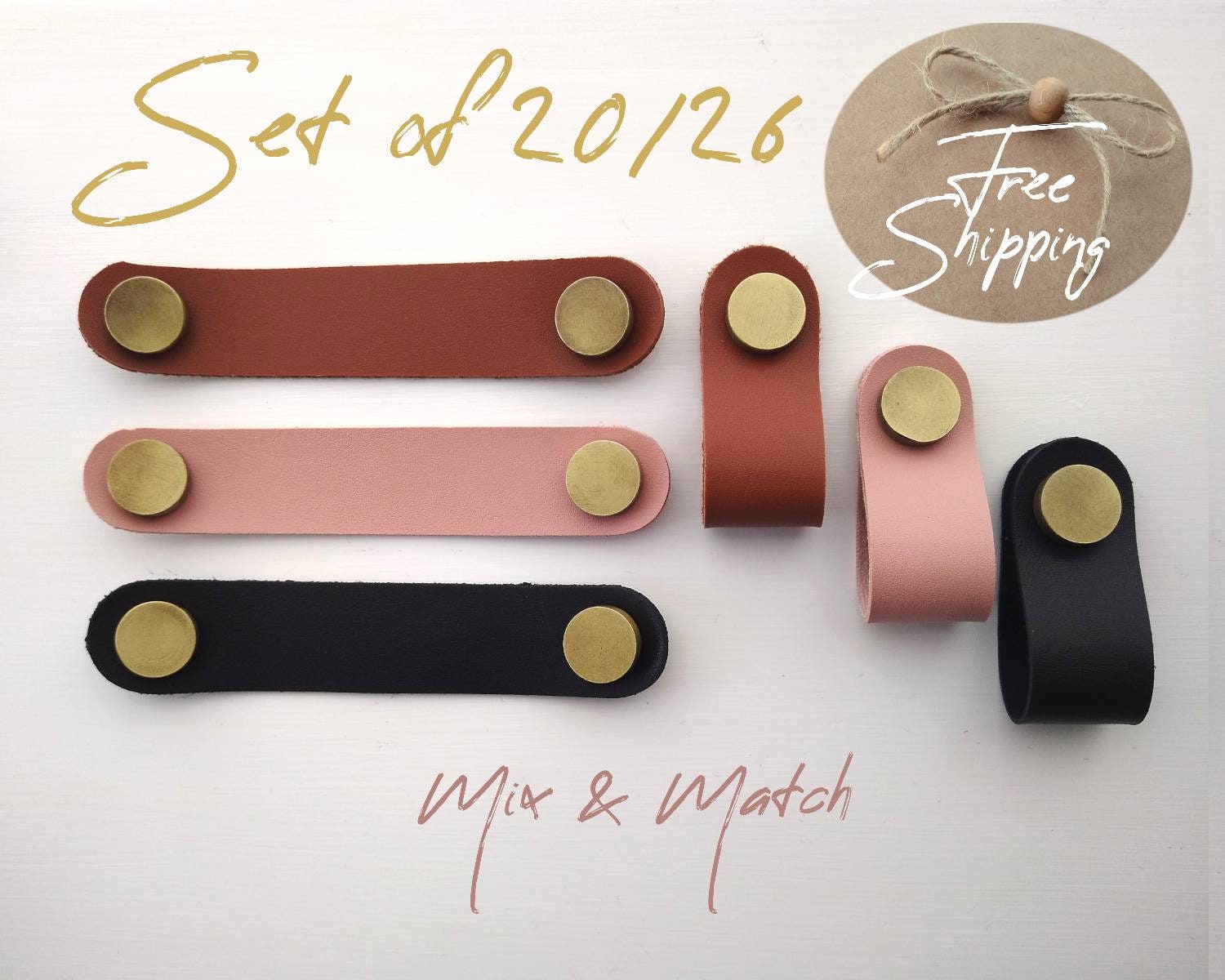 Vegan Leather Pulls Set 20/26 Faux Leather Pulls Drawer Pulls Etsy