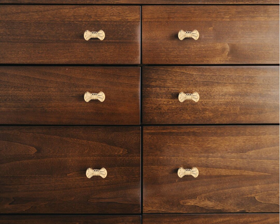 Gold Bow Knob Novelty Bow Tie Dresser Pull Bedroom Etsy