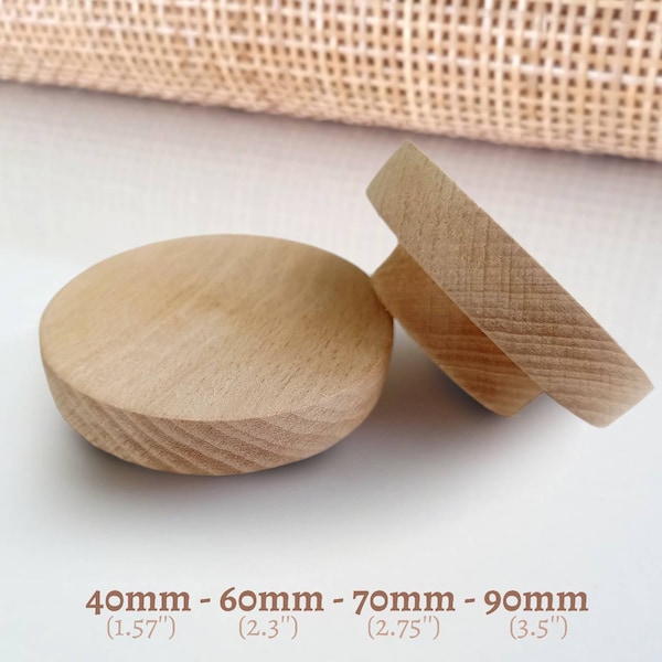 Flat Drawer Knob Beech Wood Knobs 40mm 70mm 90mm Large Scandinavian Knobs, Boho Drawer Knobs Knobs for Hemnes Dresser Farmhouse Knobs Pulls