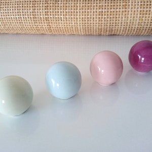 Pastel Porcelain Drawer Knob: 32mm Vintage Ball Knob