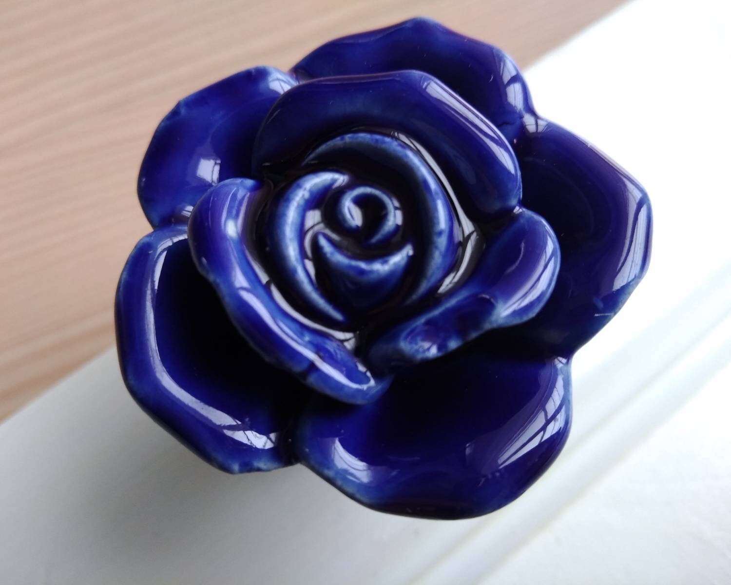Vintage Rose Knob Blue Porcelain Rose Knobs Pulls Dresser | Etsy