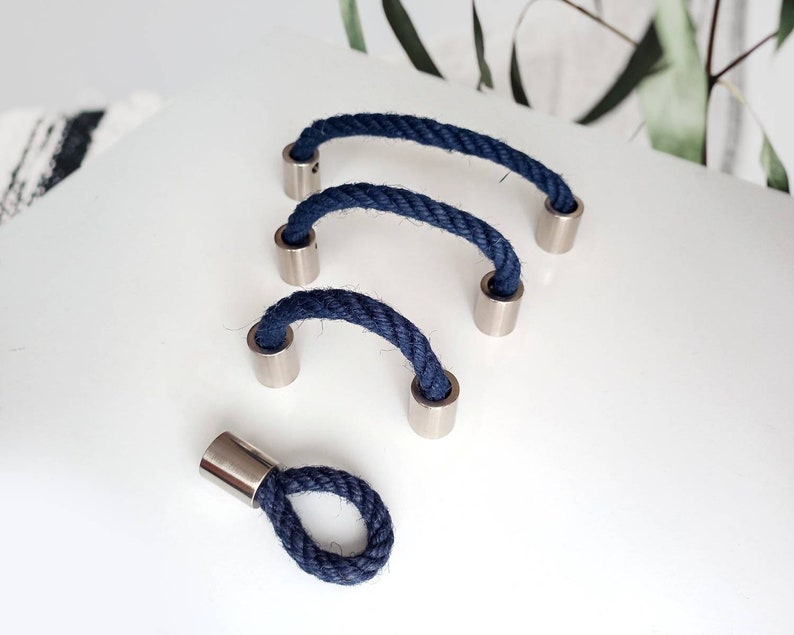 Navy Blue Rope Pulls Rope Drawer Pulls Coastal Drawer Pulls Etsy