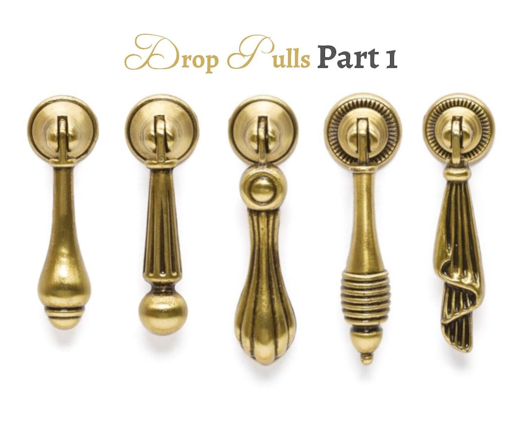 Drop Pulls Rustic Drop Pull Vintage Pull Antique Gold Pulls Farmhouse