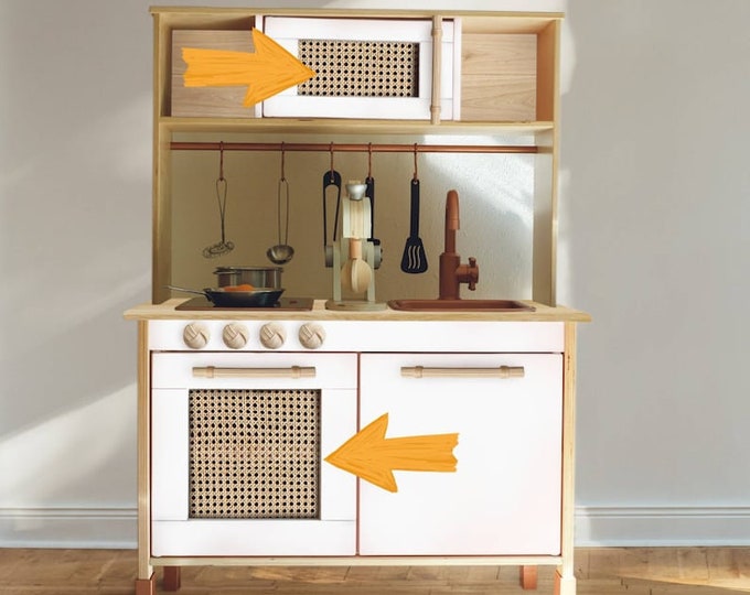 Rattan Panels and Hooks for Ikea Duktig Makeover, Hardware for Ikea Duktig Play Kitchen, Accessories for Duktig
