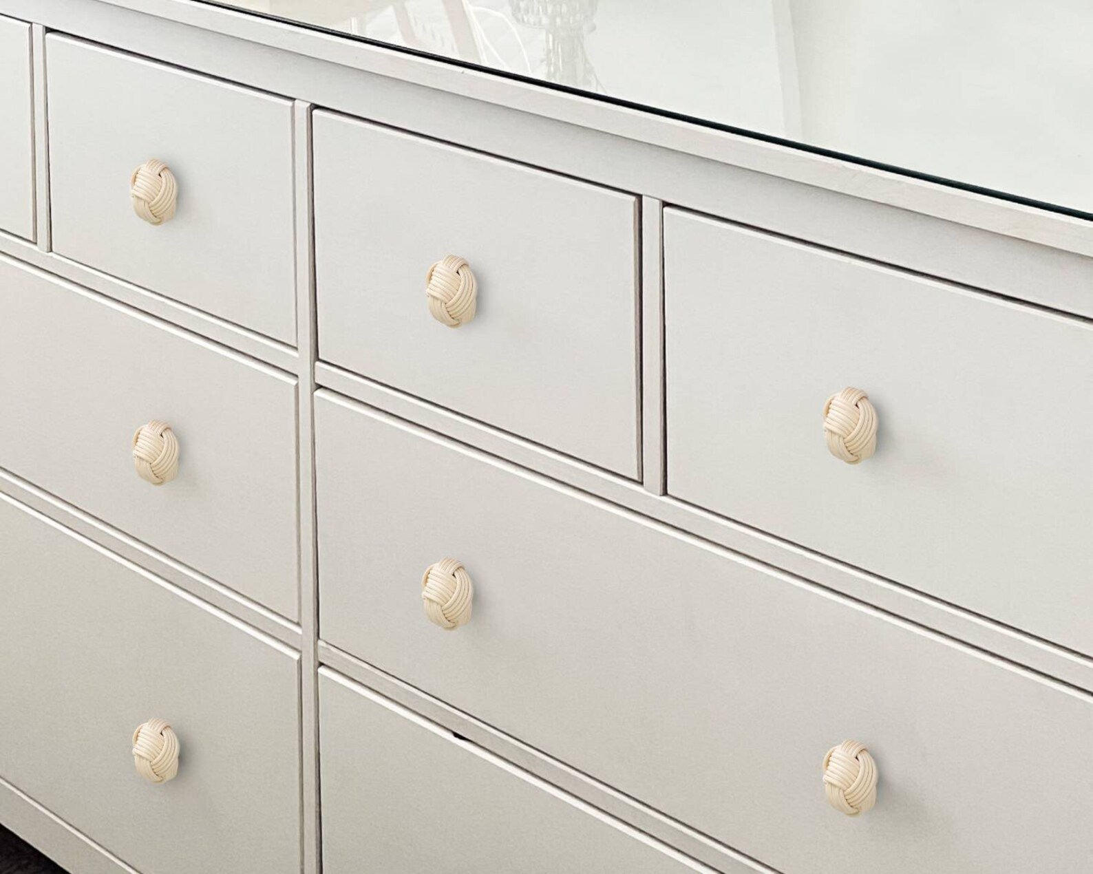 Rattan Knobs for Dresser 40mm, Boho Drawer Knobs, Boho Dresser Knobs