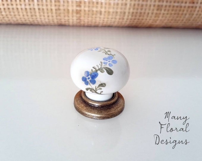 Floral Knobs 32 mm Porcelain Floral Knobs, Dresser Knobs, Drawer Knobs, Cabinet Knobs, Farmhouse Knobs and Pulls, Furniture Hardware