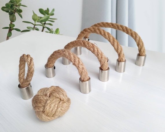 Rope Pulls Nickel, Rope Drawer Pulls, Coastal Drawer Pulls