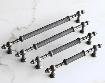 Antique Silver Cabinet Knobs and Pulls: Pewter Farmhouse Drawer Hardware