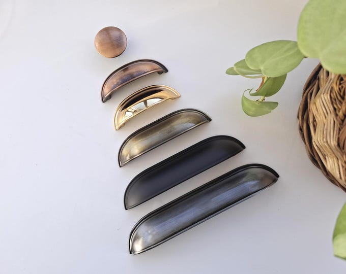 Gold Rose Inox Bronze Black Copper Chrome Silver Zamak Cup Pull: Cabinet Drawer Farmhouse Hardware