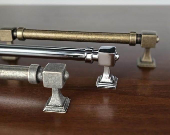 Cabinet Pulls Pewter Pulls Antique Bronze Cabinet Handles Chrome Kitchen Handles Furniture Hardware 5" 6.3" 7.5" 8.8"