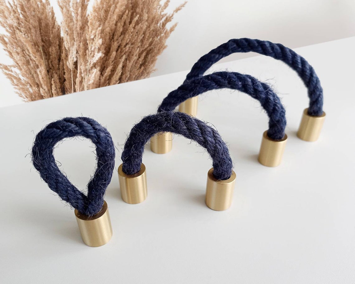 Nautical Rope Pulls Brass Rope Drawer Pulls Boho Drawer Etsy