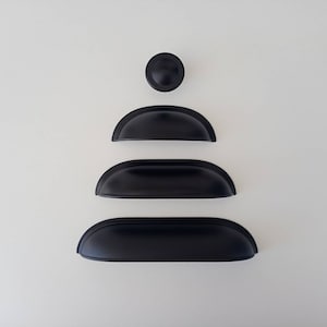 Cup Pulls 2.5 3.78 5 6.3, Matte Black Cup Pull Handle Black, Bin Cup Pulls, Cabinet pulls, Farmhouse Knobs and Pulls, Black Cabinet Hardware