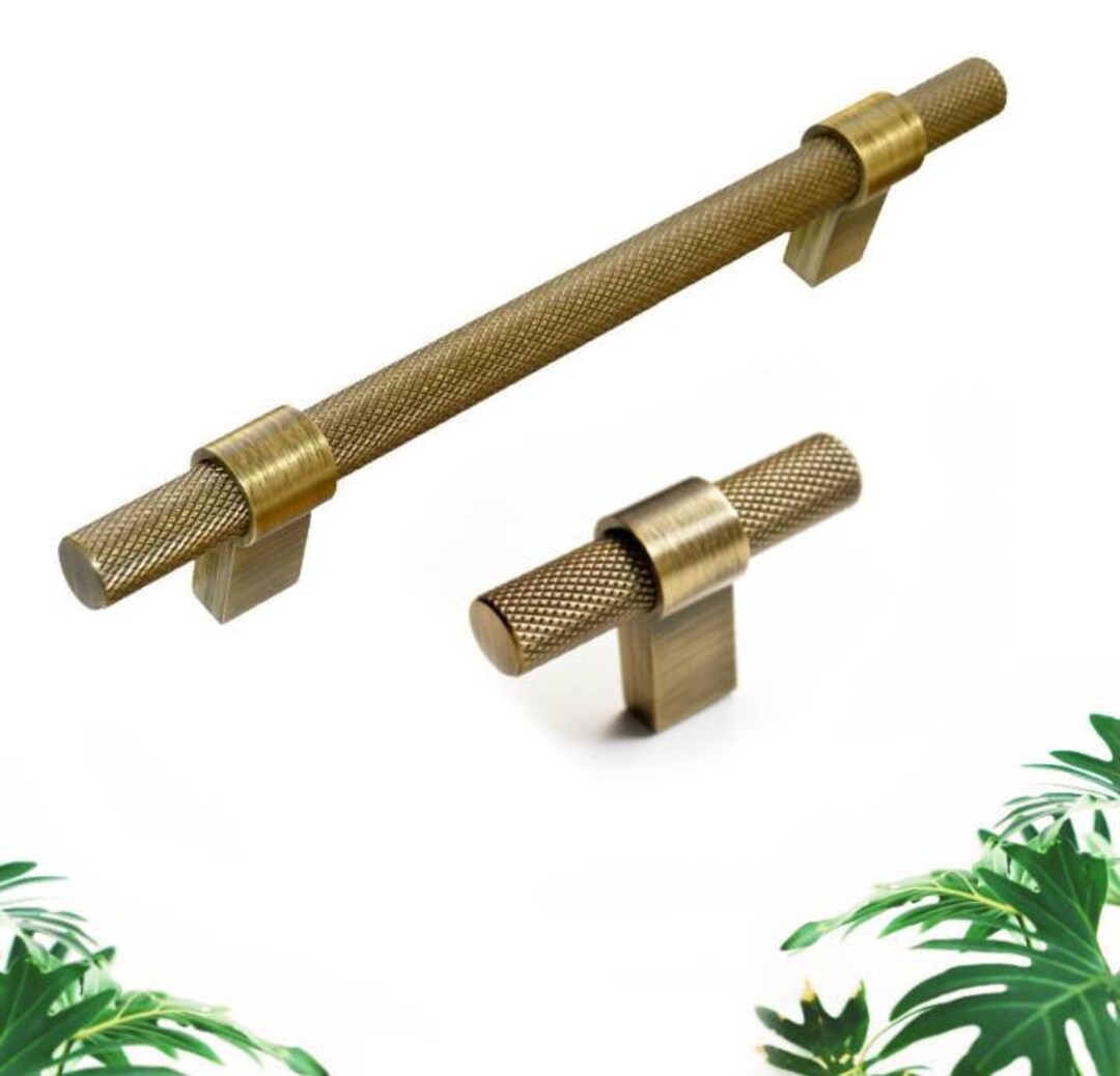 T Bar Knob and Pull Antique Brass Knurled Knobs and Pulls 5 7.5 128 Mm
