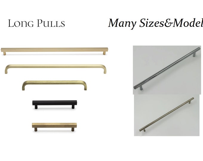 Long Cabinet Pulls 21.4" 20.1" 18.9" 16.3" 544mm 512mm 480mm 416mm Long Handles Chrome Handles Inox Handle Antique Bronze Cabinet Pull