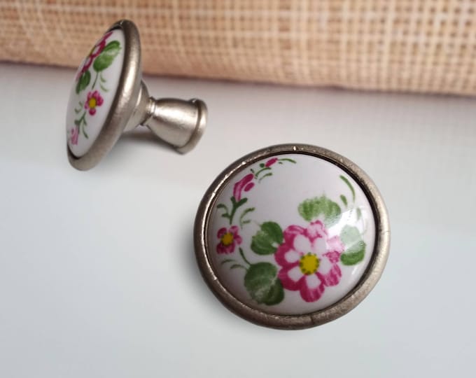 Vintage Floral Knob Porcelain Antique Flower Knob Dresser Knob Wardrobe Knob Drawer Knob Dresser Porcelain Knob Cabinet Knobs Pulls Hardware