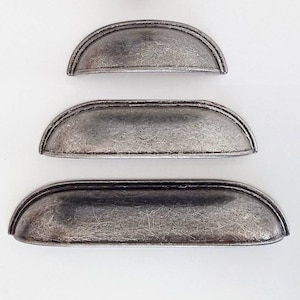 Antique Silver Cup Pull: Rustic Farmhouse Cabinet Hardware