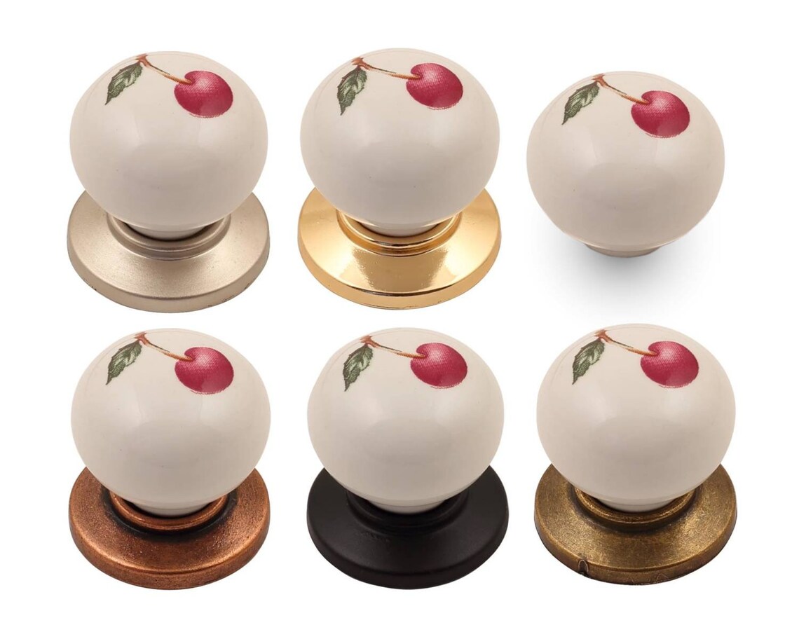 Fruit Knobs Cherry Knob Porcelain Knobs Vintage Style Fruit Etsy