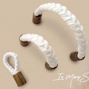 Maniglie per cassetti in corda, maniglie per cassetti da spiaggia, maniglie per cassetti nautiche, maniglie in corda di cotone naturale, maniglie per cassetti boho 64 96 128 160 192 mm