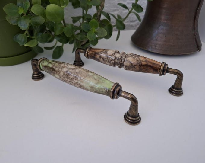 Bubble Porcelain Pulls: Green Black Brown Bronze Drawer Pull