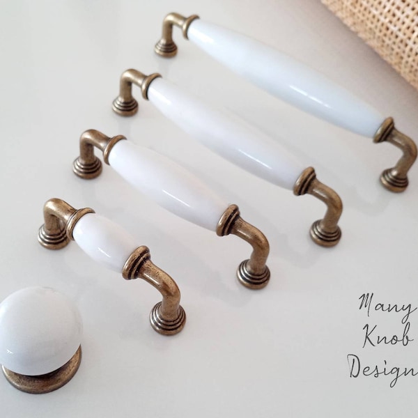 White Drawer Pulls 64 96 128 160 2.5" 3.75" 5" 6.3" Matching White Porcelain Cabinet Pulls White Dresser Pulls Vintage Knobs and Pulls