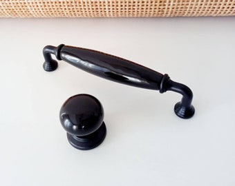 Black Porcelain Pulls 96 128 160 3.75" 5" 6.3" Matching Vintage Drawer Pulls Handles Cupboard Pulls Cabinet Kitchen Pulls Farmhouse Decor