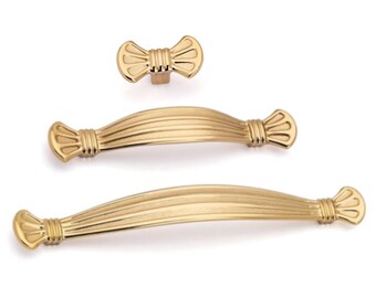 Gold Bow Tie Dresser Pulls: Vintage Chic Cabinet Hardware