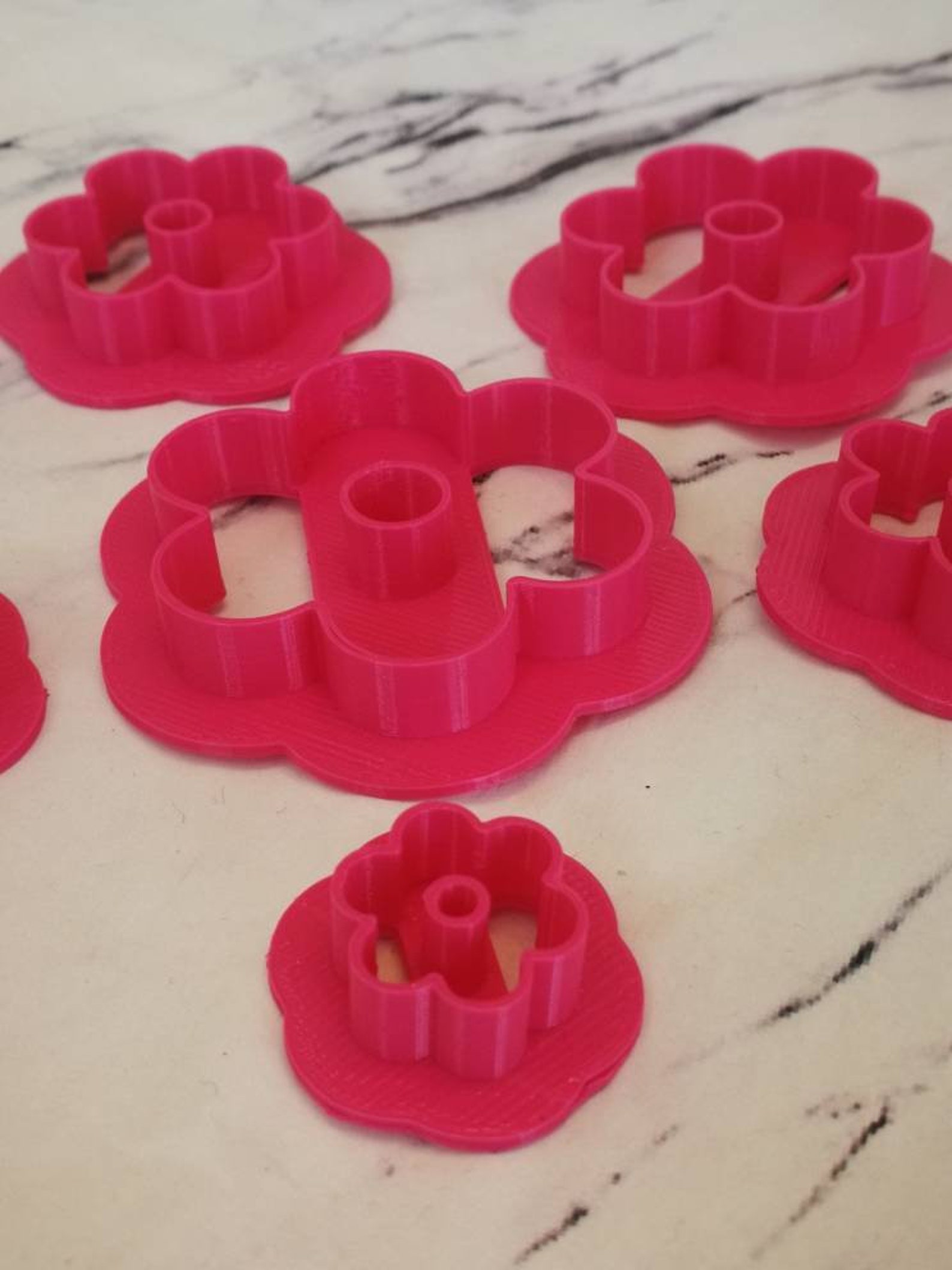 Flower polymer clay cutters Flower cutter with round hole Etsy