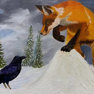 FINE ART PRINT, Original Artwork: la volpe e il corvo