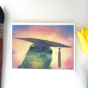 Tarjeta de graduación - "Profesor Ribbit", tarjeta de felicitación de rana linda, tarjeta de felicitación de acuarela de Bellas Artes de Brogna Arts
